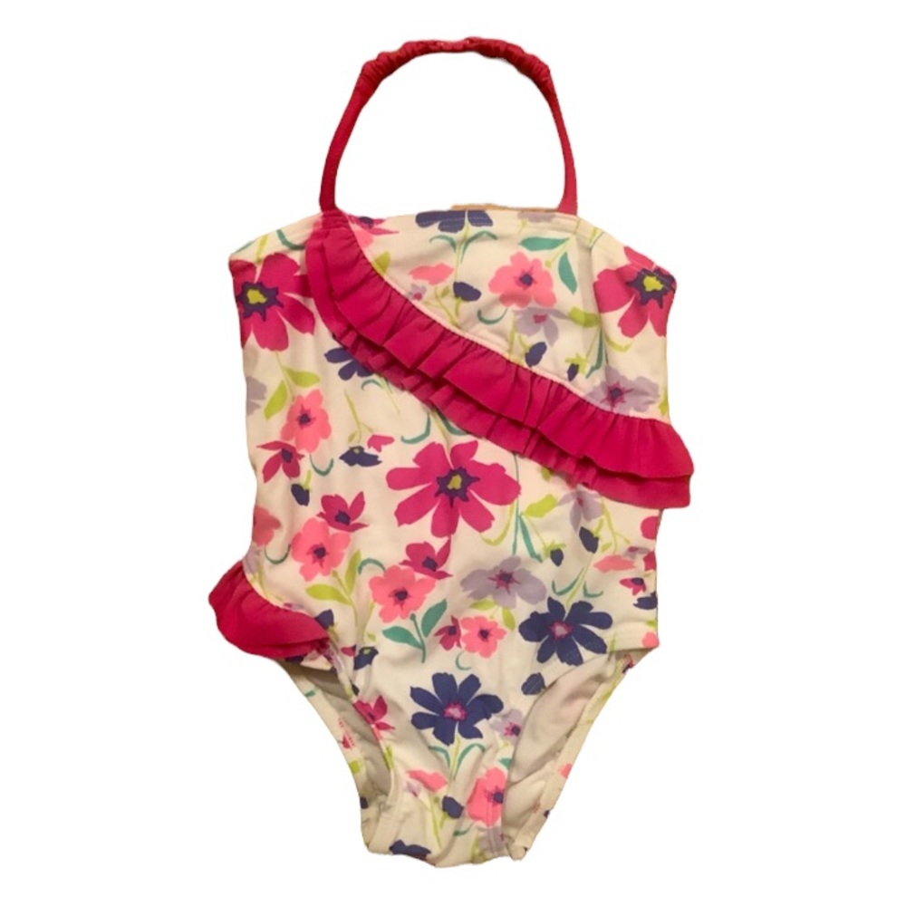 Old Navy Baby Girl Floral One Piece Swimsuit with ruffles, 12-18M